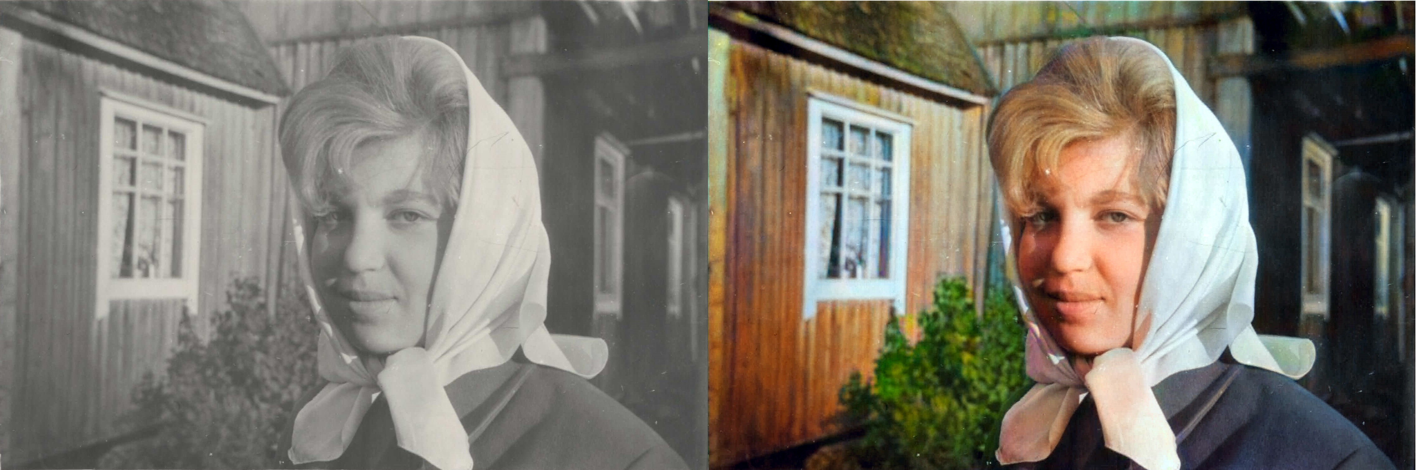 Black and white photo transformed into color